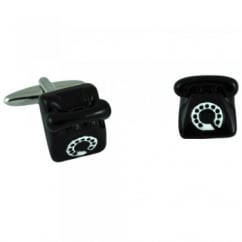 Black Retro Telephone Novelty Cufflinks