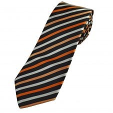 Black, Shades of Orange & Cream Striped Men's Extra Long Tie