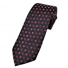 Black & Shades of Pink Spot Pattern Men's Extra Long Tie