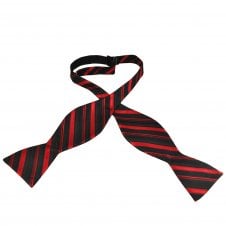 Black & Shades of Red Striped Men's Self Tie Bow Tie