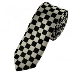 Black & Silver Checked Skinny Tie