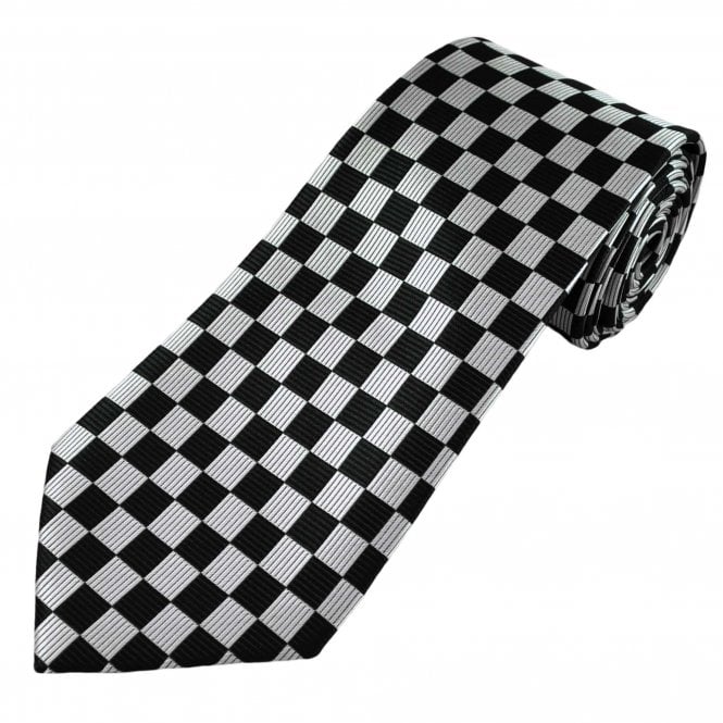 Black & Silver Chequerboard Pattern Men's Tie