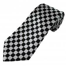 Black & Silver Chequerboard Pattern Men's Tie
