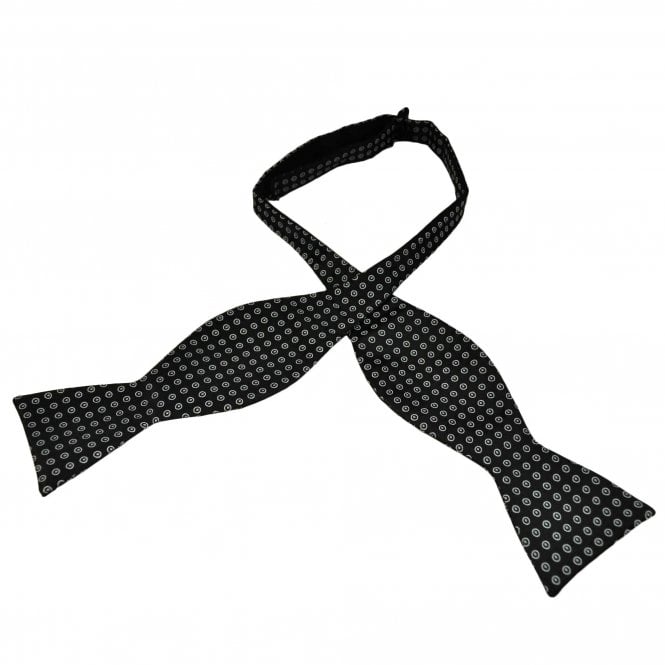 Black & Silver Circle Pattern Men's Self Tie Bow Tie