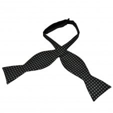 Black & Silver Circle Pattern Men's Self Tie Bow Tie