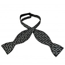 Black & Silver Circle Pattern Men's Self Tie Bow Tie