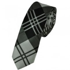 Black, Silver & Grey Check Skinny Tie