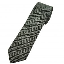 Black & Silver Grey Chevron Pattern Men's Silk Skinny Tie