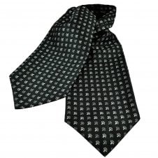 Black, Silver & Grey Fleur De Lis Patterned Day Cravat