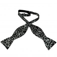 Black, Silver & Grey Pattern Men's Self Tie Bow Tie