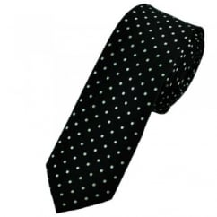 Black & Silver Grey Polka Dot Skinny Tie