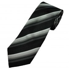 Black, Silver & Grey Striped Men's Silk Tie