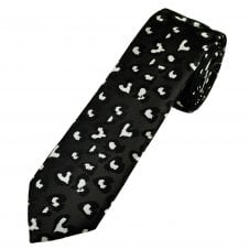 Black & Silver Leopard Print Men's Skinny Tie