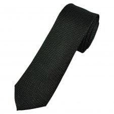 Black & Silver Lurex Pattern Men's Silk Skinny Tie