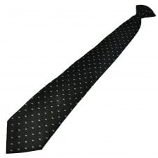 Black & Silver Oval Pattern Men's Clip On Tie