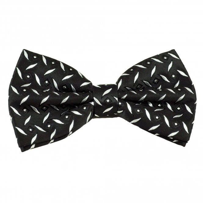Black & Silver Patterned Men's Bow Tie