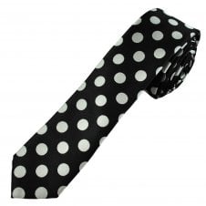 Black & Silver Polka Dot Men's Skinny Tie