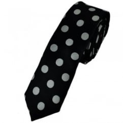 Black & Silver Polka Dot Skinny Tie