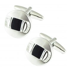 Black & Silver Rhodium Patterned Cufflinks