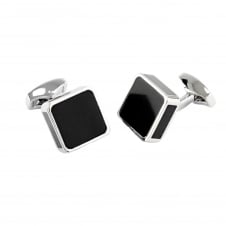 Black & Silver Square Enamel Cufflinks