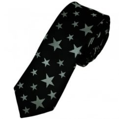 Black & Silver Stars Skinny Tie