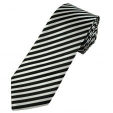 Black & Silver Stripe Men's Extra Long Tie