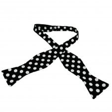 Black & Silver White Polka Dot Men's Self Tie Bow Tie