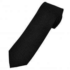 Black & Silver White Polka Dot Men's Silk Narrow Tie