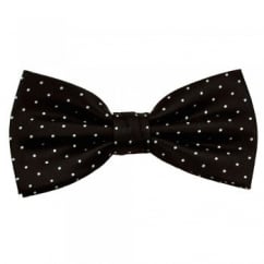 Black & Silver White Polka Dot Silk Bow Tie