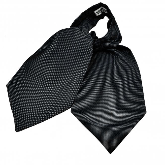 Black & Silver White Square Pattern Day Cravat
