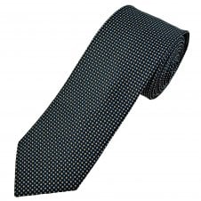 Black, Sky Blue & Silver Micro Woven Pattern Men's Tie