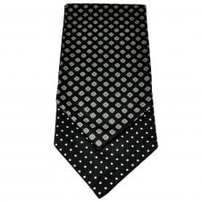 Black, Square Motif & Polka Dot Patterned Reversible Casual Day Cravat