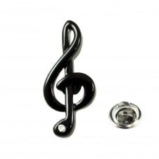 Black Treble Clef with Crystal Lapel Pin Badge