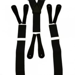 Black Trouser Braces with Black Leather Ends