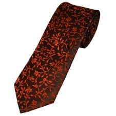 Black & Vermilion Floral Pattern Men's Tie