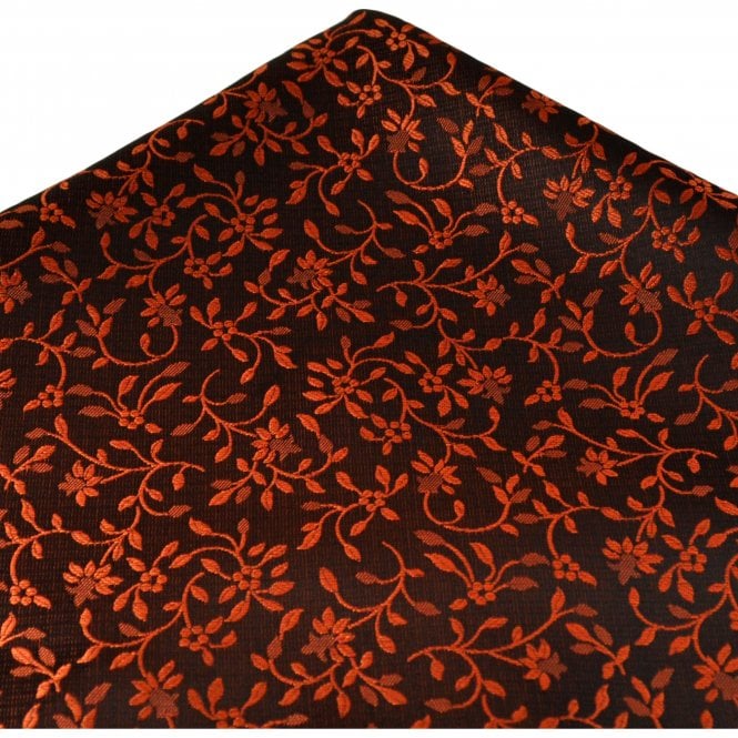 Black & Vermilion Floral Pattern Pocket Square Handkerchief