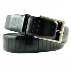 Black Vertical Cut Men's Premium Leather Belt