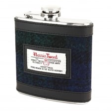 Black Watch Tartan Harris Tweed 6oz Hip Flask 