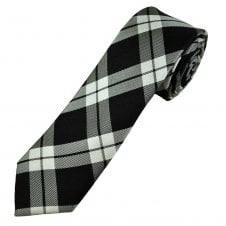 Black & White Checked Men's Silk Narrow Tie