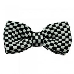 Black & White Checkerboard Knitted Bow Tie