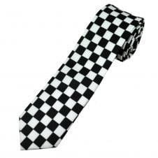 Black & White Chequerboard Boys Skinny Tie