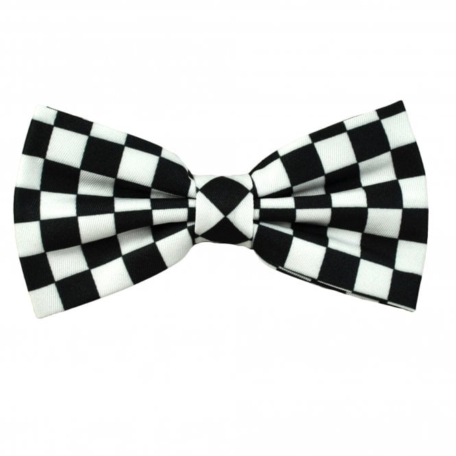 Black & White Chequerboard Men's Bow Tie