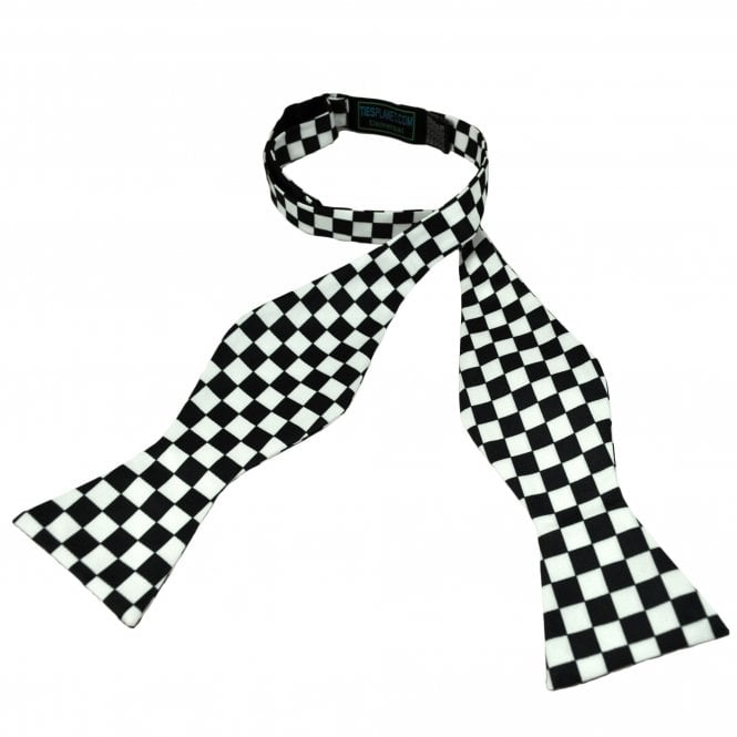 Black & White Chequerboard Men's Self Tie Bow Tie