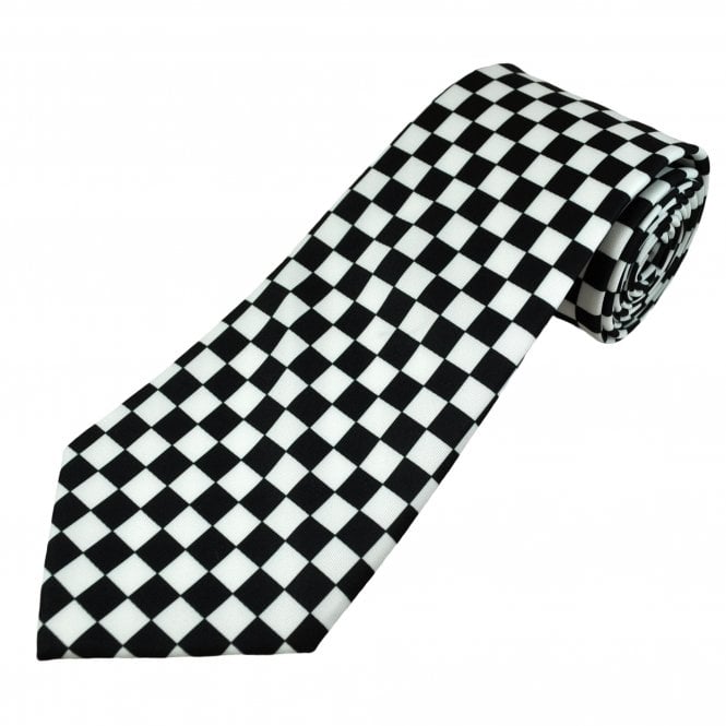 Black & White Chequerboard Pattern Men's Tie