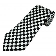 Black & White Chequerboard Pattern Men's Tie