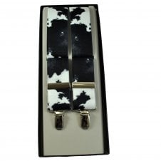 Black & White Cow Print Luxury Men's Trouser Braces