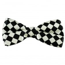 Black & White Harlequin Check Novelty Bow Tie