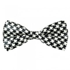 Black & White Houndstooth Checked Novelty Bow Tie