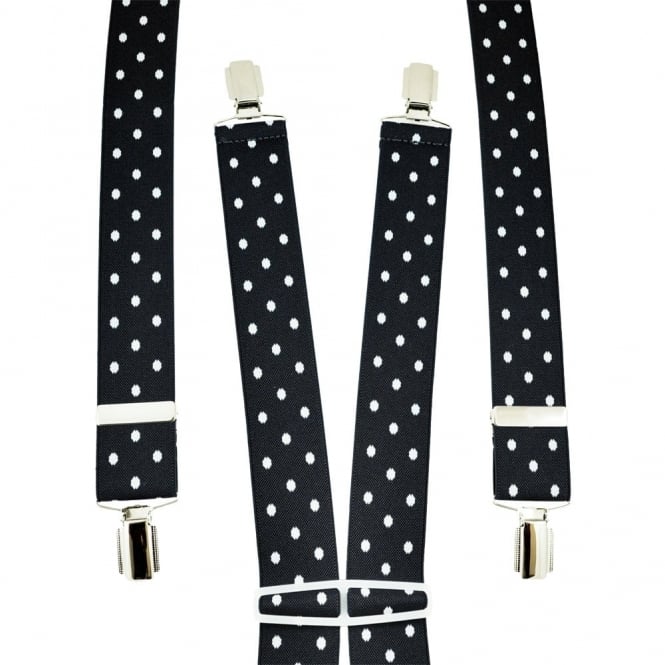 Black & White Large Polka Dot Men's Trouser Braces