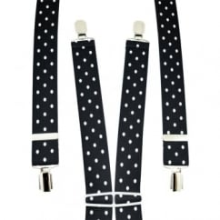 Black & White Large Polka Dot Men's Trouser Braces